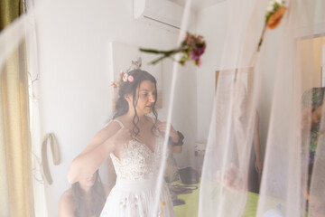 happy beautiful bride on her wedding day