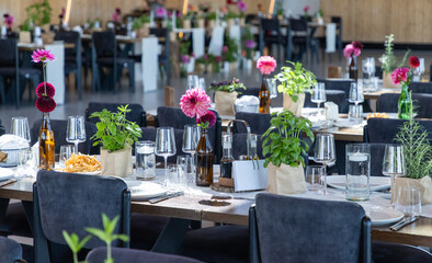 festive table decoration at a party