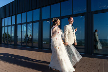 happy bride and groom on their wedding day
