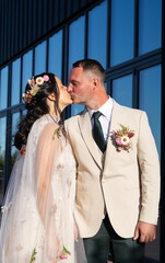 happy bride and groom on their wedding day