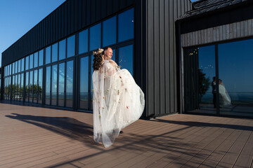 happy bride and groom on their wedding day