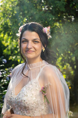 happy beautiful bride on her wedding day