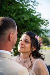 happy bride and groom on their wedding day