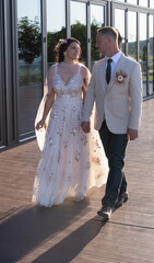 happy bride and groom on their wedding day