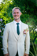happy groom on his wedding day