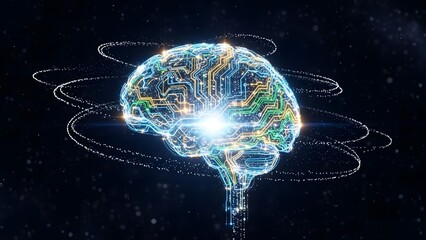 Glowing Digital Brain: AI, Technology, and Futuristic Neural Networks