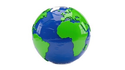 Earth globe PNG isolated on transparent background, blue and green world map for geography and environmental concepts
