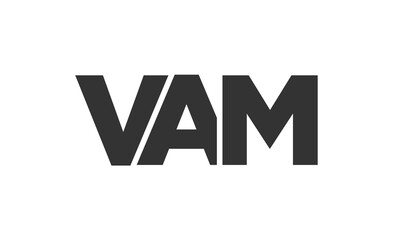 VAM logo design template with strong and modern bold text. Initial based vector logotype featuring simple and minimal typography. Trendy company identity.