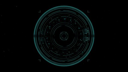 Hologram circle interface in sci-fi tunnel showing abstract patterns and high-tech elements for futuristic themes and loading visuals - Powered by Adobe