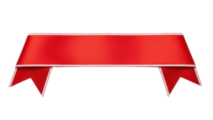 Festive red ribbon banner isolated PNG on transparent background, decorative element for celebrations and graphic design projects