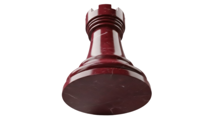 Maroon chess rook isolated PNG on transparent background, strategic game piece for board games and design projects
