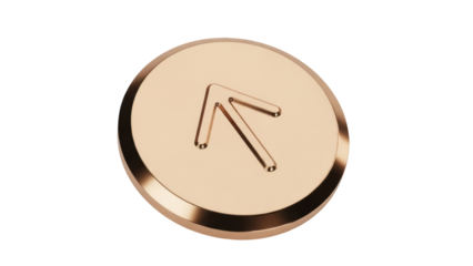 Gold coin with arrow pointing up isolated PNG, cryptocurrency token for financial technology and investment concepts