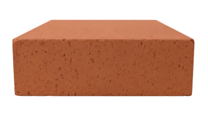 Red clay brick isolated PNG on transparent background, construction material for building walls and pavements, architectural element