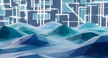 Abstract Low-Poly Futuristic Terrain Background