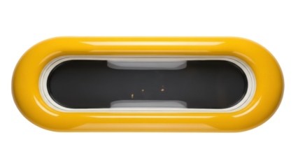 Yellow capsule-shaped object isolated PNG, modern design element on transparent background, futuristic shape for graphic projects
