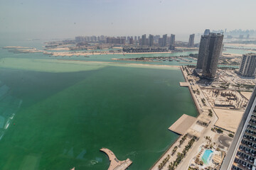 Aerial view of The Pearl island in Doha, Qatar