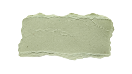 Light green handmade paper texture isolated PNG, rough torn edge paper scrap for collage and graphic design element on transparent background