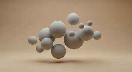 Floating Matte Spheres Minimalist Abstract