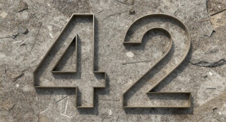 Detailed Overhead View of the Number 42 on a Grungy Textured Surface