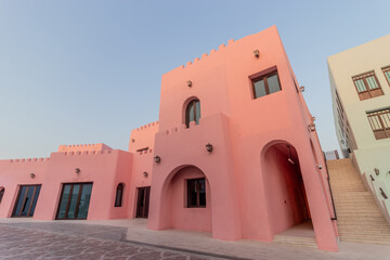 Colorful houses in Mina District of Doha, Qatar