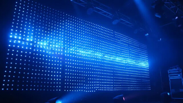 Vibrant Blue LED Light Wall Display with Equalizer Effect for Music Videos and Event Backgrounds