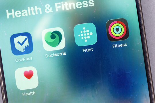 Smartphone screen displaying various health and fitness apps