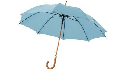 Light blue umbrella PNG isolated on transparent background, classic rain protection accessory for weather and fashion use © Vasilis