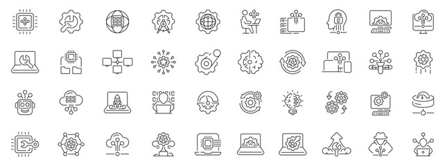 Fototapeta premium Software icons set. editable line icons, linear, app development and tech symbols
