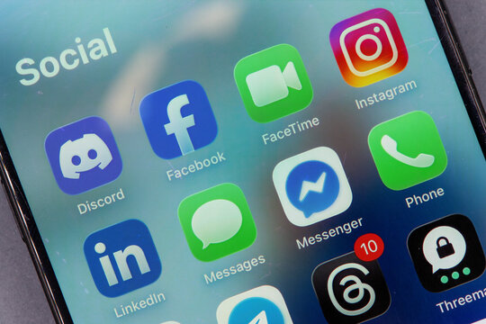 Social media networking apps on smartphone screen