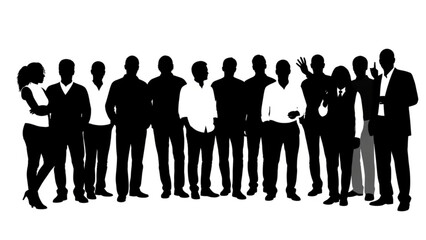 Silhouettes of diverse business people standing together in a row