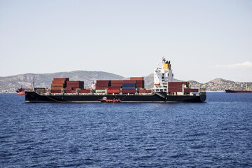 cargo ship in the Mediterranean Sea