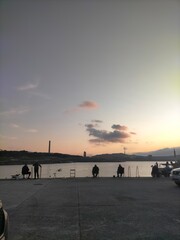 sunset colors in the Cantabrian coast in A Marina, Galicia, Spain
