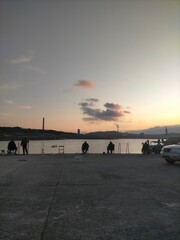 sunset colors in the Cantabrian coast in A Marina, Galicia, Spain