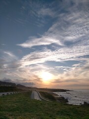 sunset colors in the Cantabrian coast in A Marina, Galicia, Spain