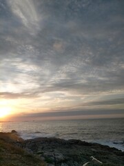 sunset colors in the Cantabrian coast in A Marina, Galicia, Spain