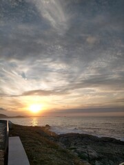sunset colors in the Cantabrian coast in A Marina, Galicia, Spain