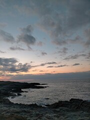 sunset colors in the Cantabrian coast in A Marina, Galicia, Spain