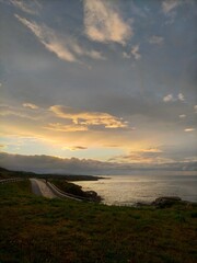 sunset colors in the Cantabrian coast in A Marina, Galicia, Spain