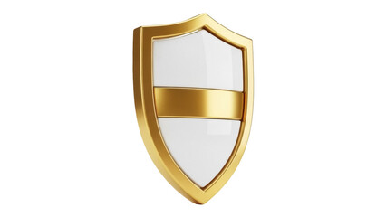 Golden shield isolated PNG on transparent background, security and protection concept for graphic design and web development projects