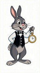 rabbit with pocket watch cartoon 