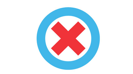 A blue circle with a prominent red x marking inside a clear prohibition symbol
