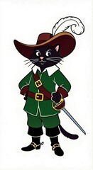 the cat in the hat, boots, and with a sword cartoon 