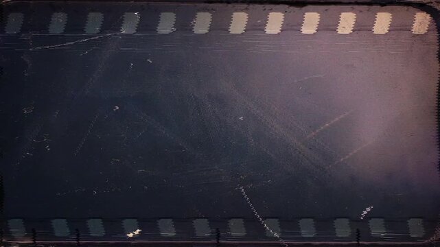 Close up of old vintage slide films glitch effect