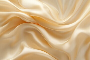 Obraz premium Elegant beige silk fabric displaying soft folds and luxurious texture. Smooth surface reflects light gently. Neural network AI generated