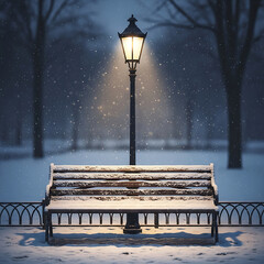 Quiet winter evening in the park