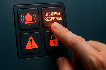 Digital incident response button for the concept of security alert.