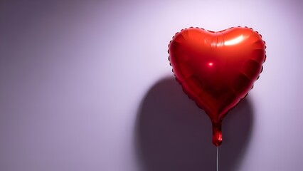 Minimal Valentine Concept with Red Heart and Purple Backdrop