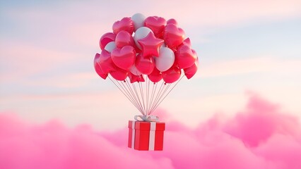 Floating Gift Package with Balloon Parachute Delivery Concept