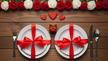 Elegant Dinner Table Setup for Valentine Wedding Celebration