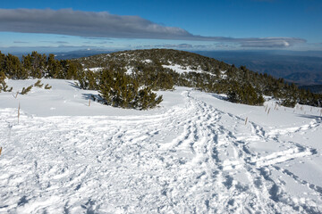Winter view of Pirin Mountain near Bezbog Peak, Bulgaria